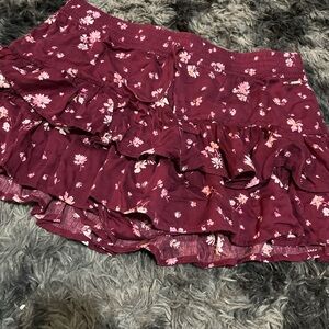 Victoria's Secret Burgundy Floral Mini Skirt